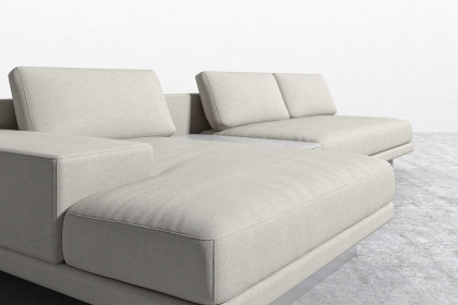 Rove™ Dresden Sectional Sofa with White Lacquer Side Table Plush Weave Oyster - Left-Hand-Facing