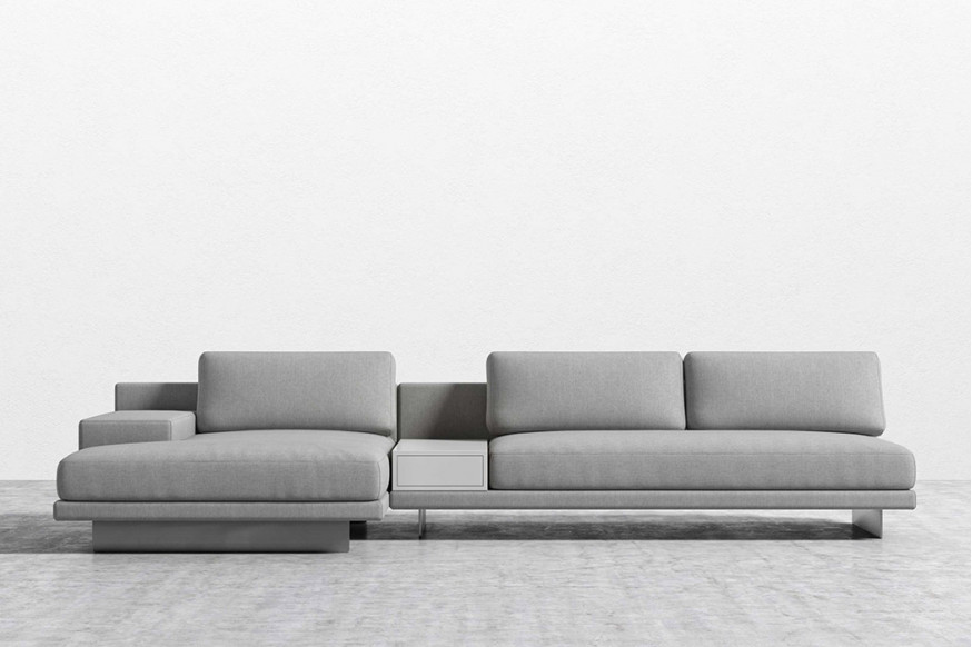 Rove™ Dresden Sectional Sofa with White Lacquer Side Table Modern Felt Malmo - Right-Hand-Facing