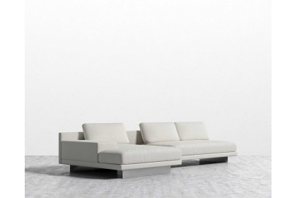 Rove™ Dresden Sectional Sofa with White Lacquer Side Table Plush Velvet Moss - Right-Hand-Facing