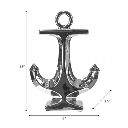 Sagebrook 13" Ceramic Anchor - Silver