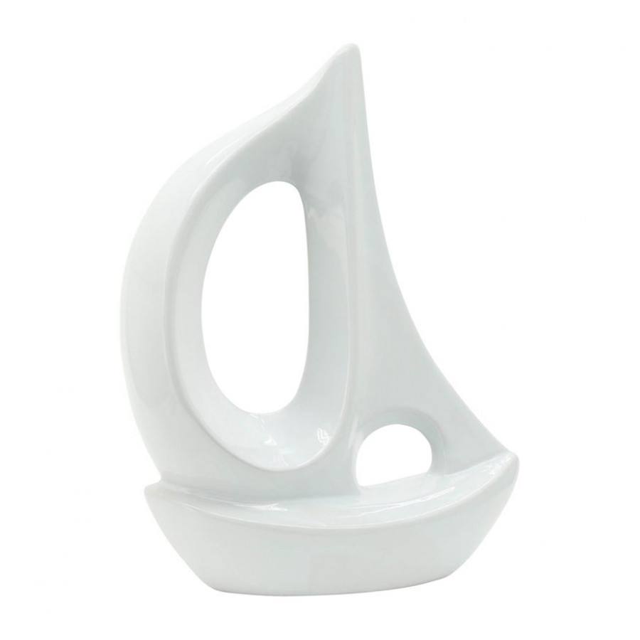 Sagebrook 13" Ceramic Sailboat - White