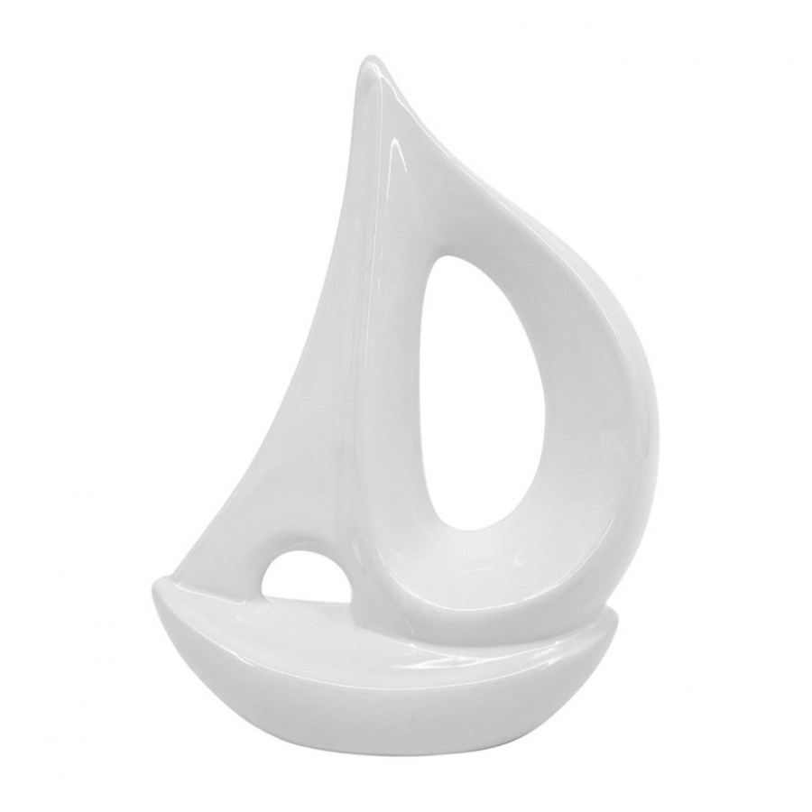 Sagebrook 8" Ceramic Sailboat - White
