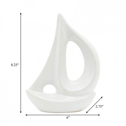 Sagebrook 8" Ceramic Sailboat - White