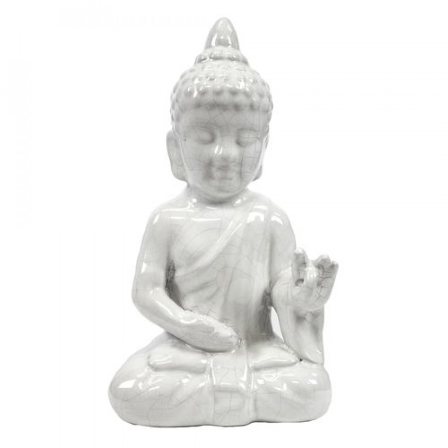 Sagebrook 10" Ceramic Seated Buddha - White