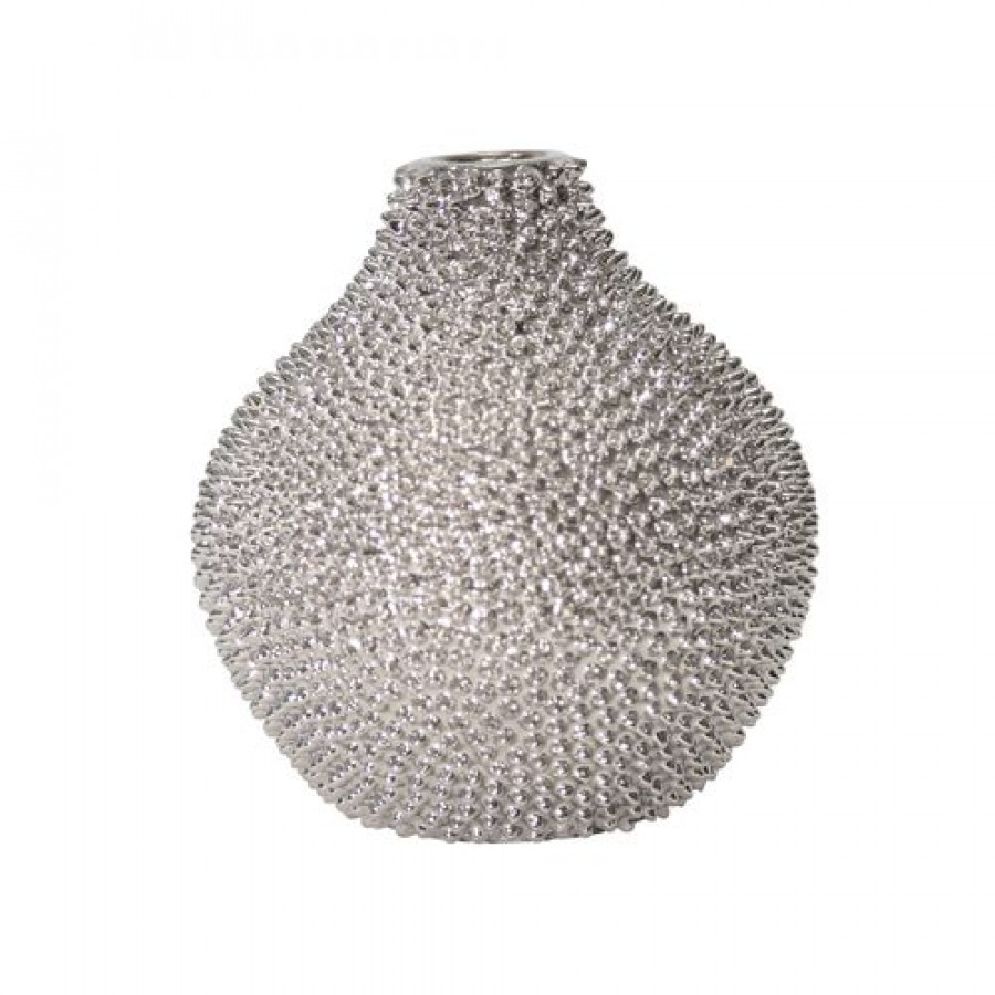 Sagebrook 10" Spiked Ceramic Vase - Silver