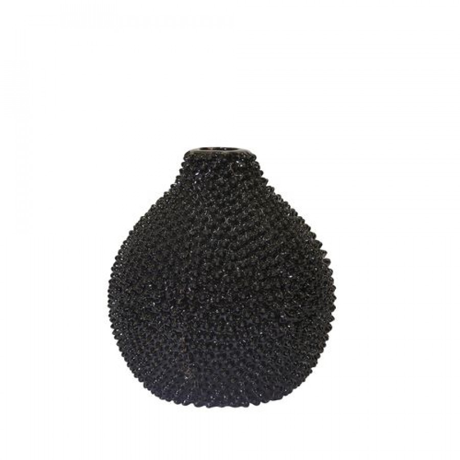 Sagebrook 8" Spiked Ceramic Vase - Gloss Black