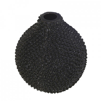 Sagebrook 8" Spiked Ceramic Vase - Gloss Black