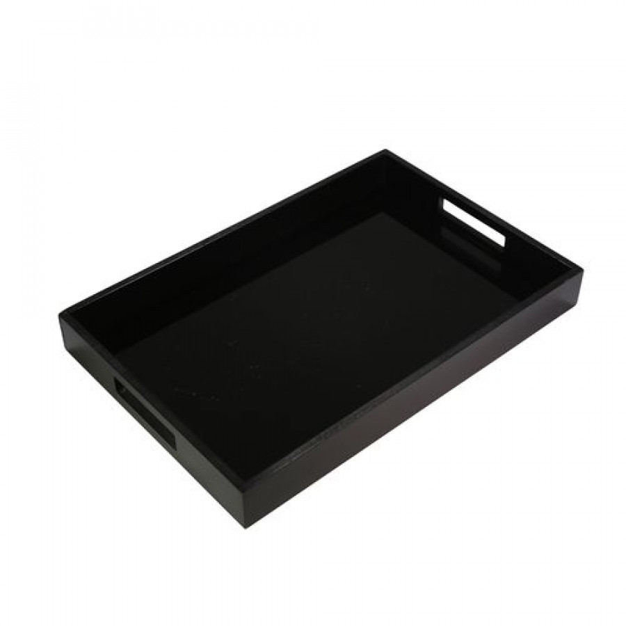 Sagebrook - Wood/Glass Tray in Black
