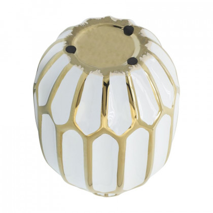 Sagebrook 8" Ceramic Vase - White/Gold