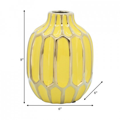 Sagebrook 8" Ceramic Vase - Yellow/Gold