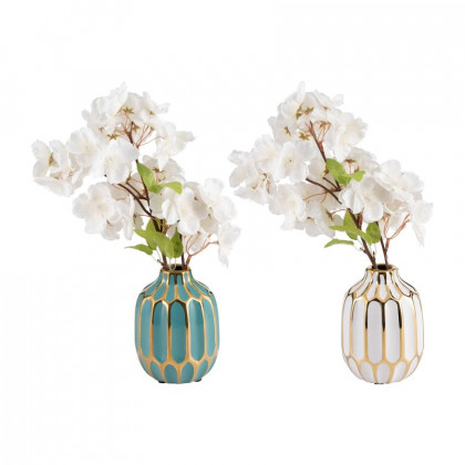 Sagebrook 5" Ceramic Vase (Set Of 2) - Turquoise/White