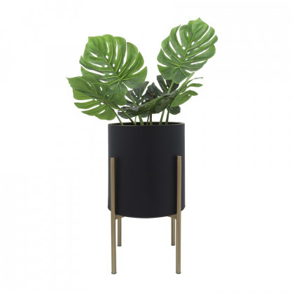 Sagebrook Planters On Metal Stand (Set Of 2) - Black/Gold