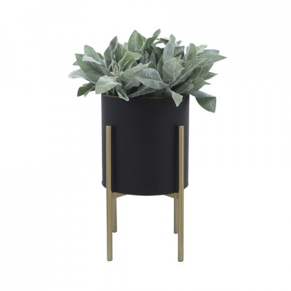 Sagebrook Planters On Metal Stand (Set Of 2) - Black/Gold