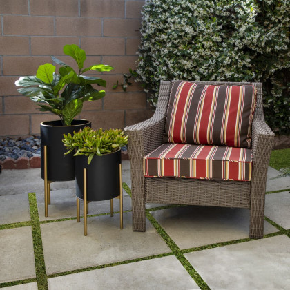 Sagebrook Planters On Metal Stand (Set Of 2) - Black/Gold