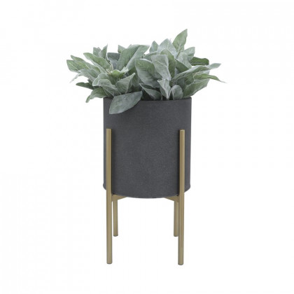 Sagebrook Planters On Metal Stand (Set Of 2) - Gray/Gold