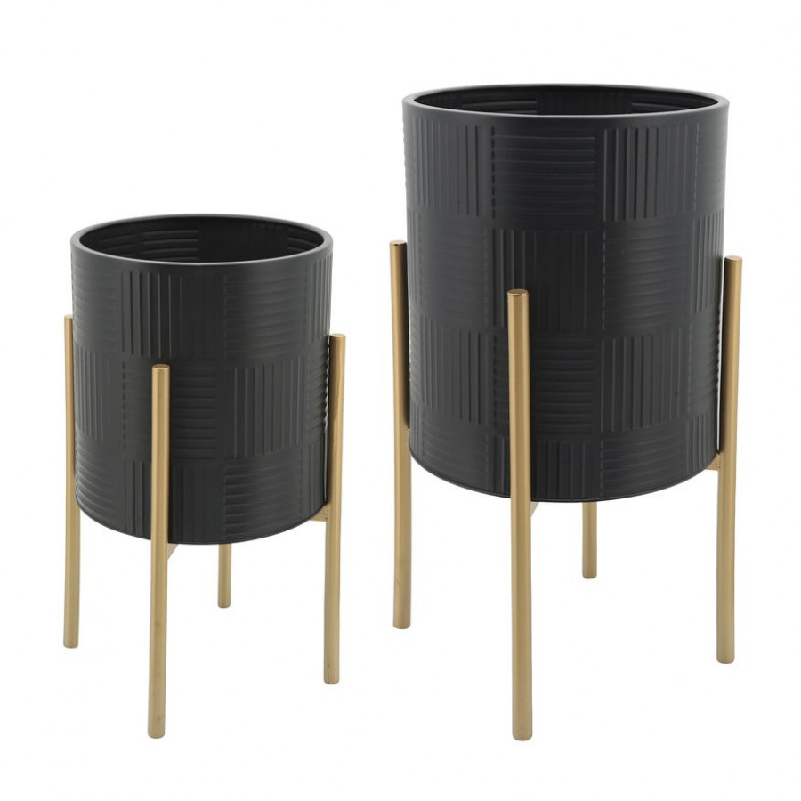 Sagebrook - Planters On Metal Stand (Set Of 2)