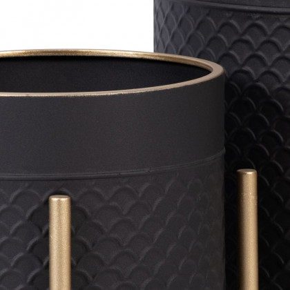 Sagebrook Scales Planters On Metal Stand (Set Of 2) - Black/Gold