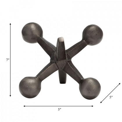 Sagebrook 5" Metal Jacks Decor - Gunmetal