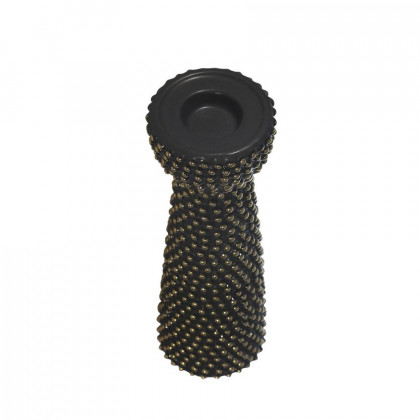Sagebrook 12" Ceramic Spike Candle Holder - Black/Gold