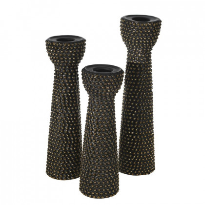 Sagebrook 12" Ceramic Spike Candle Holder - Black/Gold