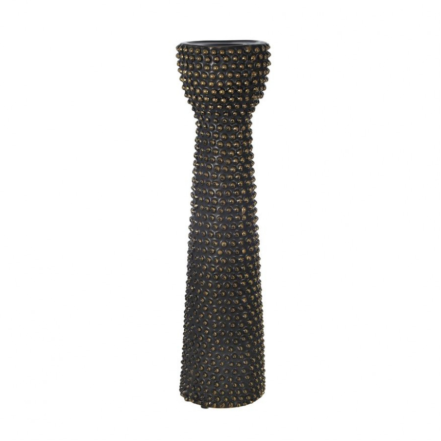 Sagebrook 16" Ceramic Spike Candle Holder - Black/Gold