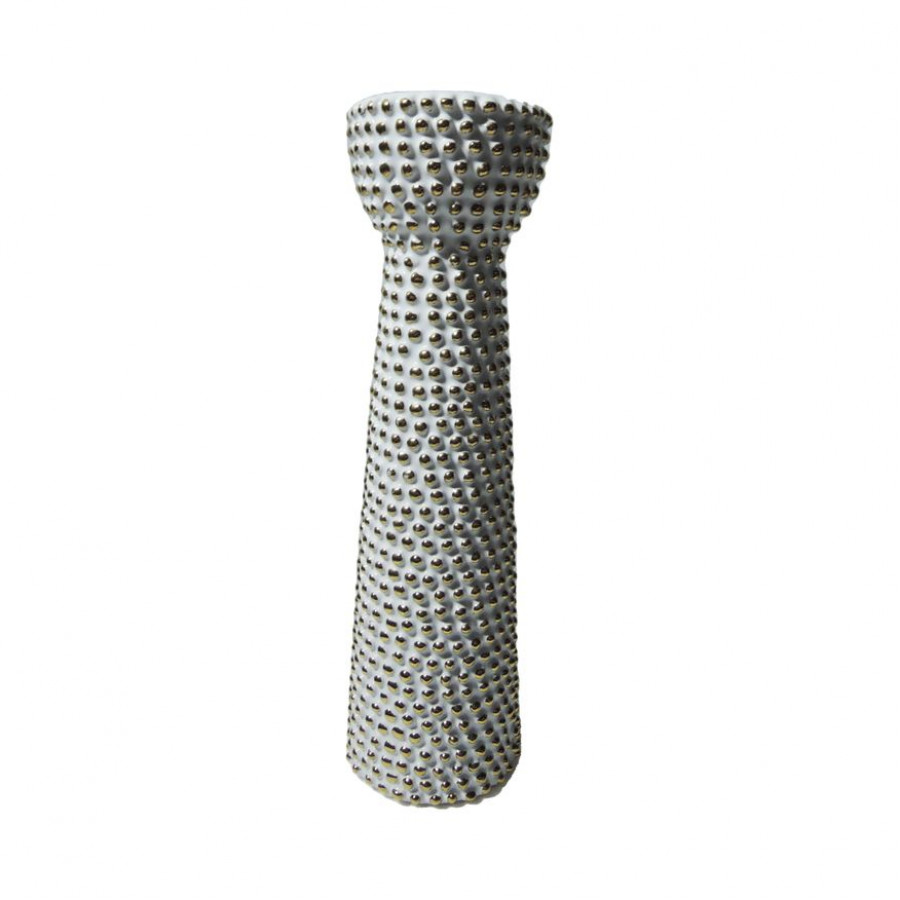 Sagebrook 14" Ceramic Spike Candle Holder - White/Gold