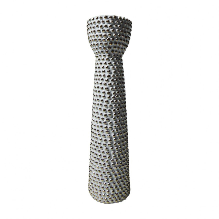 Sagebrook 16" Ceramic Spike Candle Holder - White/Gold