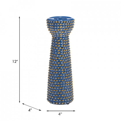 Sagebrook 12" Ceramic Spiked Candle Holder - Navy/Gold