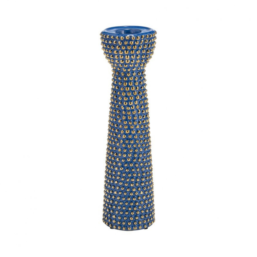 Sagebrook 14" Ceramic Spiked Candle Holder - Navy/Gold