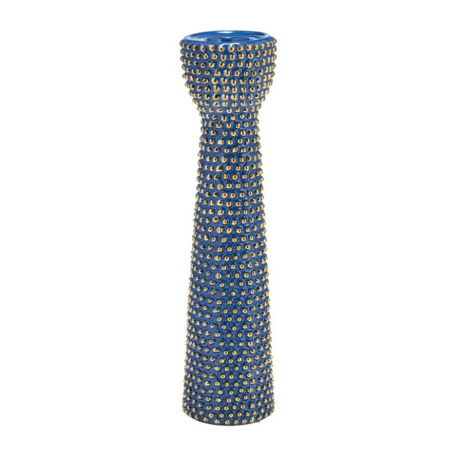 Sagebrook 16" Ceramic Spiked Candle Holder - Navy/Gold