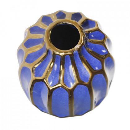 Sagebrook 8" Ceramic Decorative Vase - Navy/Gold