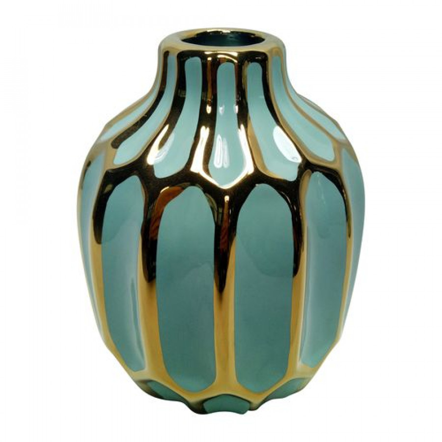 Sagebrook 8" Ceramic Decorative Vase - Green/Gold