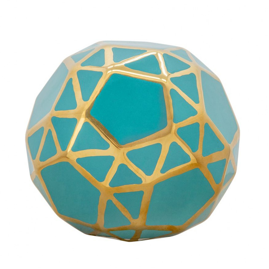 Sagebrook 6" Ceramic Orb - Turquiose/Gold