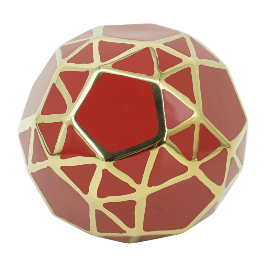 Sagebrook 6" Ceramic Orb - Red/Gold
