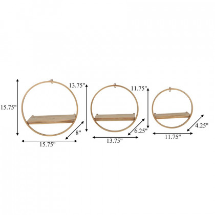 Sagebrook Wood/Metal Wall Shelves (Set Of 3) - Bronze