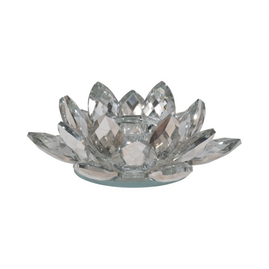 Sagebrook 6" Crystal Votive Candle Holder - Silver