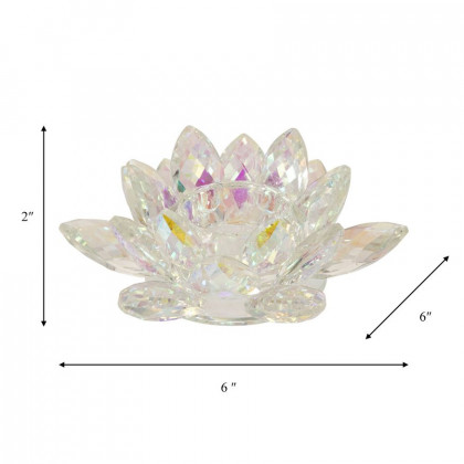 Sagebrook 6" Crystal Lotus Votive Holder - Rainbow