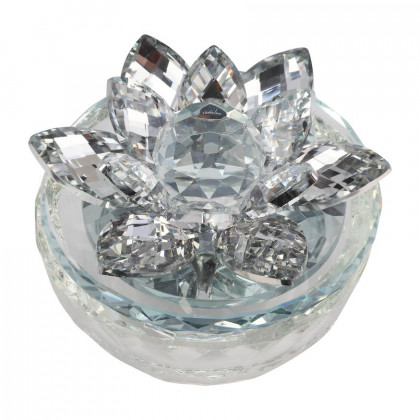 Sagebrook Glass Trinket Box Clear With Silver Lotus Top