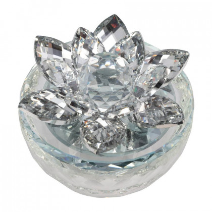Sagebrook Glass Trinket Box Clear With Silver Lotus Top