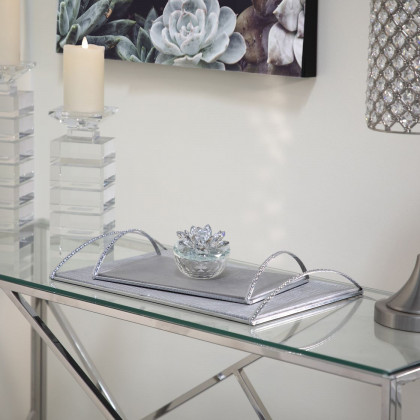 Sagebrook Glass Trinket Box Clear With Silver Lotus Top