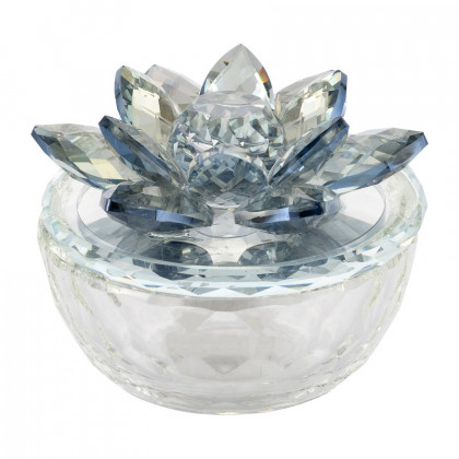 Sagebrook - Glass Trinket Box Clear With Silver Lotus Top