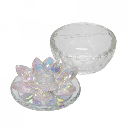 Sagebrook Glass Trinket Box Clear With Blush Lotus Top