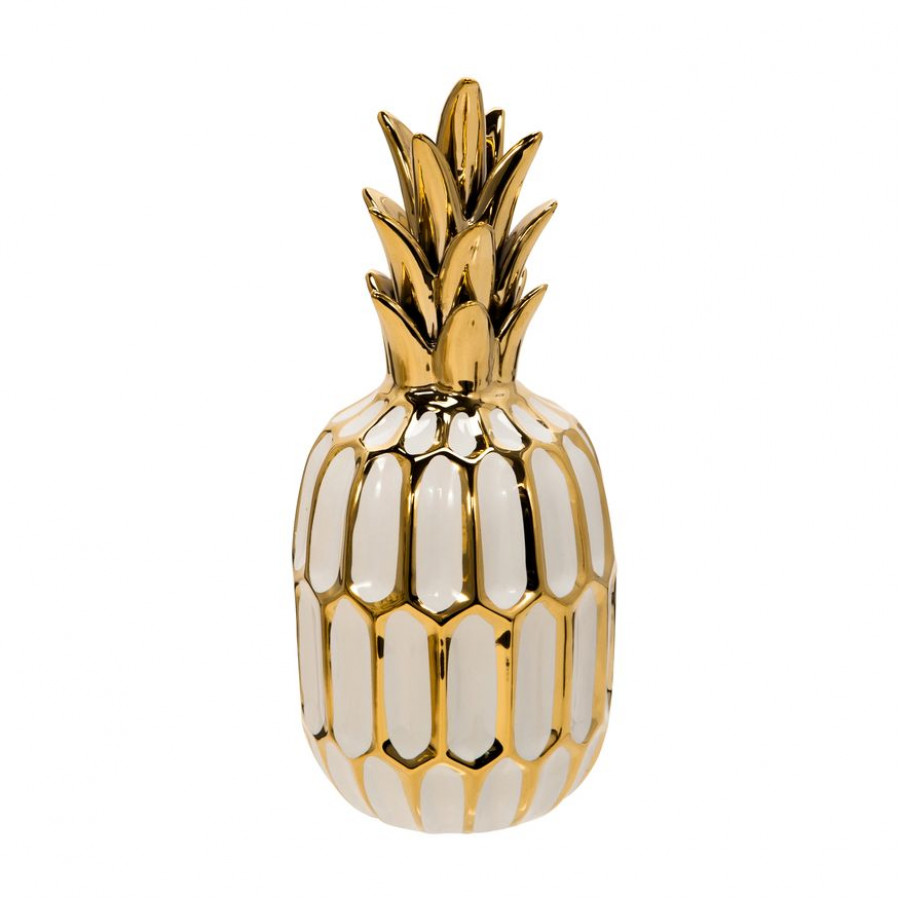 Sagebrook 10" Ceramic Pineapple - White/Gold
