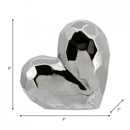 Sagebrook 8" Ceramic Heart - Silver