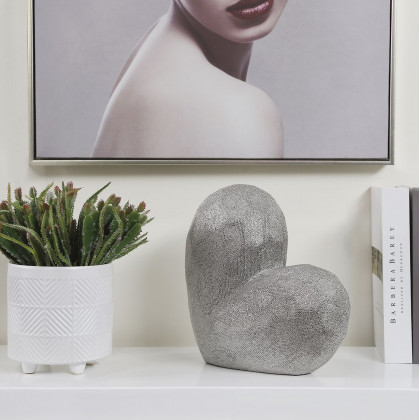 Sagebrook 11" Scratched Heart Decor - Silver