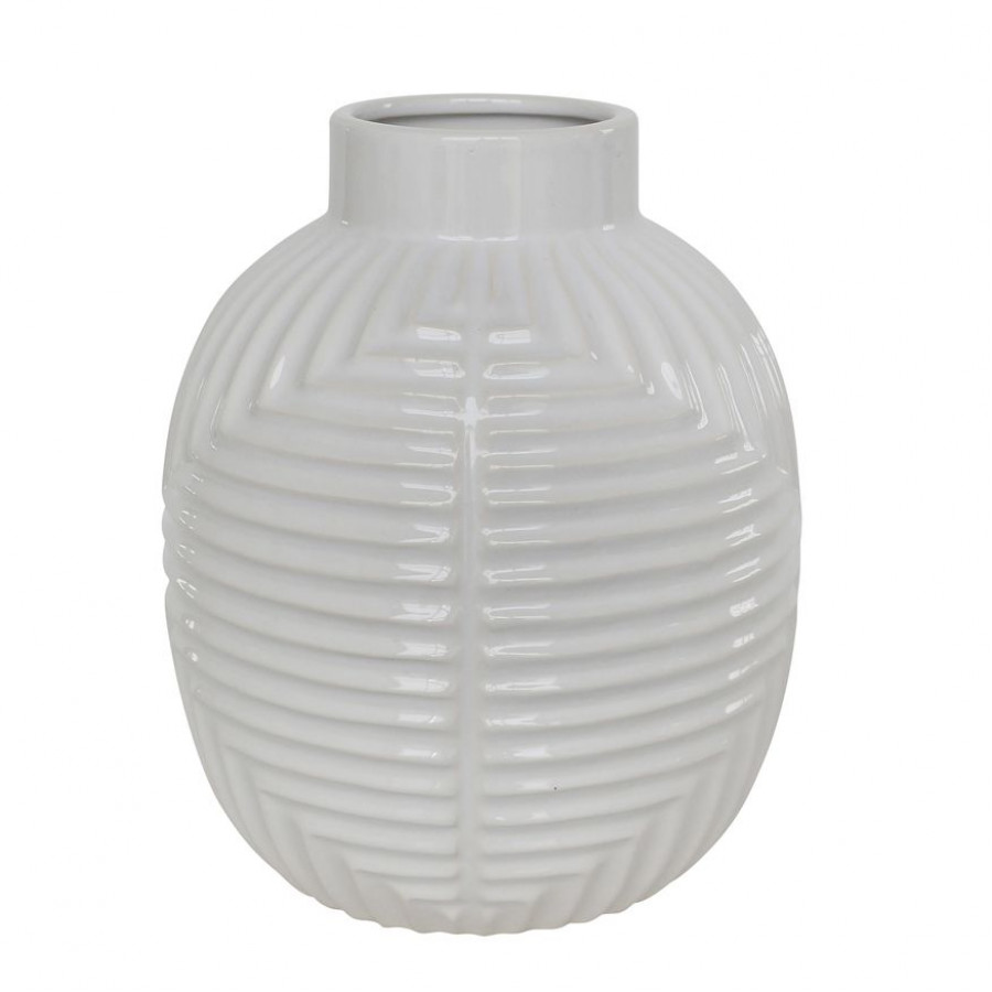 Sagebrook 10" Ceramic Tribal Vase - White