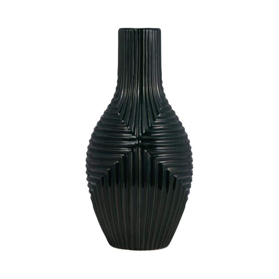 Sagebrook 16" Ceramic Tribal Vase - Forest Green