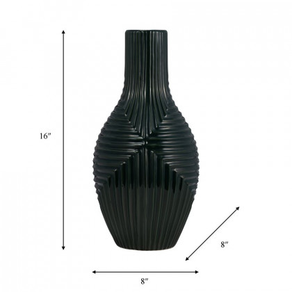 Sagebrook 16" Ceramic Tribal Vase - Forest Green