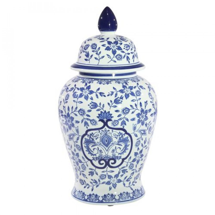 Sagebrook - 18" Temple Jar in White/Blue