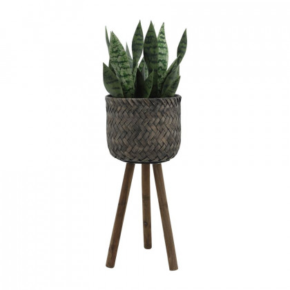 Sagebrook Bamboo Planters On Stands (Set Of 2) - Brown/Black
